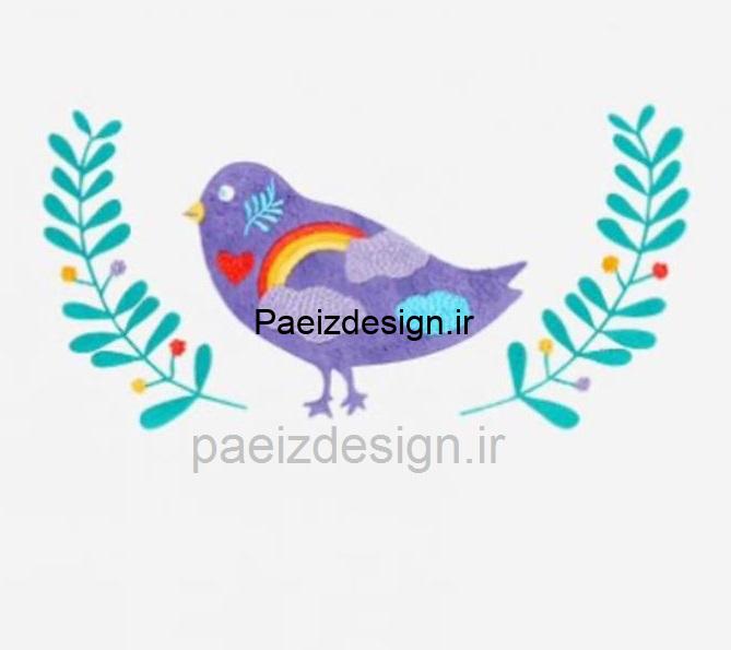 پترن گلدوزی پرنده محلی